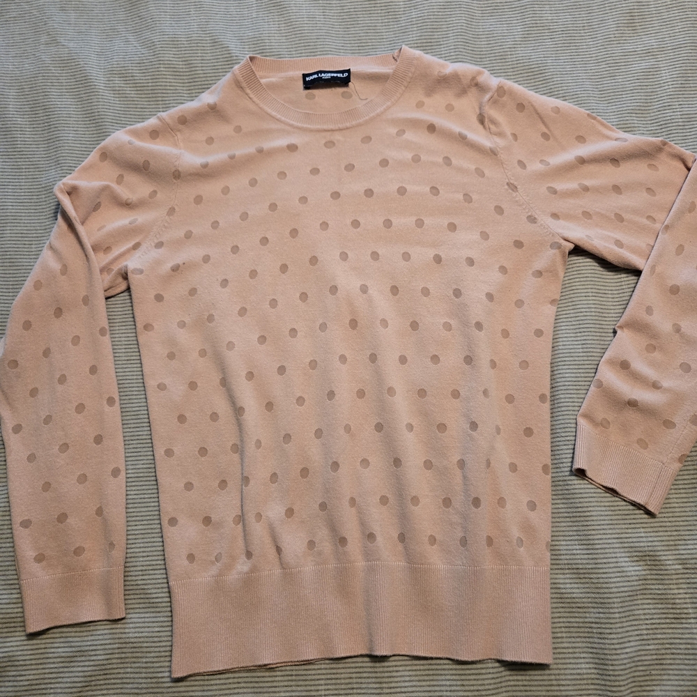 Karl Lagerfeld Peach Polka Dot Sweater